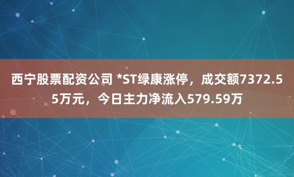 西宁股票配资公司 *ST绿康涨停，成交额7372.55万元，今日主力净流入579.59万